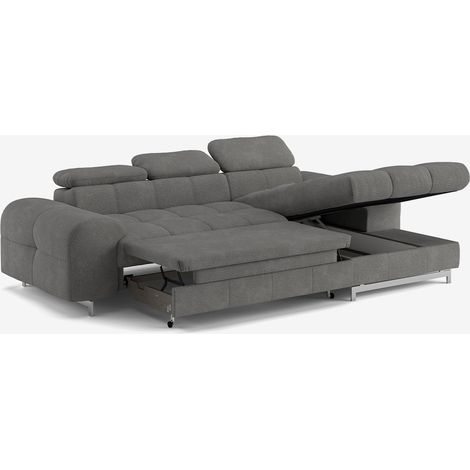 Schlafsofa mit rechter Ottomane, Stauraum und verstellbarer Kopfstütze Eluna - Anthrazit (1/5)