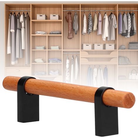 Tirador para puerta de mueble, acabado en madera de pino, aluminio y madera de pino, negro, con 96 agujeros, 1 tirador + 2 tornillos (1/5)