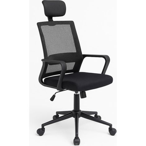 Sedia ergonomica da ufficio nera con  supporto lombare e rete traspirante - Altezza regolabile con poggia testa e braccioli (1/5)