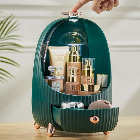 Green Dustproof Makeup Organizer with LED Light (1/5)