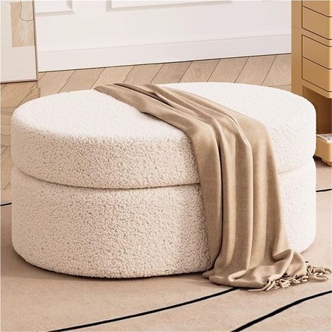 Pouf de rangement ovale avec repose-pieds et assise rembourrée pour chambre ou salon (1/5)