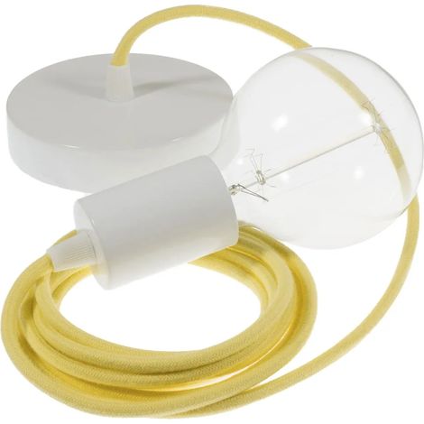 Lampada sospensione creative-cables rc10 porcellana cotone giallo 20 cm (1/3)