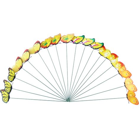 Papillon Artificiel - 24 Pièces - Tige Métallique Souple - PVC - Pour Décoration de Pot de Fleurs Jardin Bureau - 30 cm (1/5)