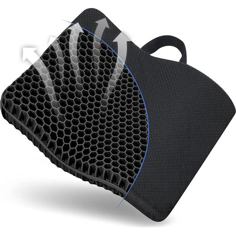Cojin coxis Gel,Cojin antiescaras,para Oficina,Coche,Silla de Ruedas,Sillas Gaming,Funda Lavable（Negro） (1/5)