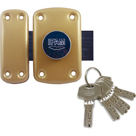 Ifam – Verrou à bouton haute sécurité B6 – Cylindre 45mm avec 5 clés – Coffre en acier embouti – Pêne en acier chromé 110mm (1/2)