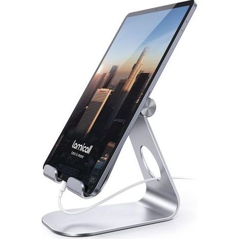 Verstellbarer Tablet-Ständer – Tischständer für iPad Pro 9.7, 10.5, 12.9, iPad Air 2, 3, 4, iPad Mini 2, 3, 4, iPhone, Switch, Samsung Tab und andere Smartphones (2022) – Silber (1/5)