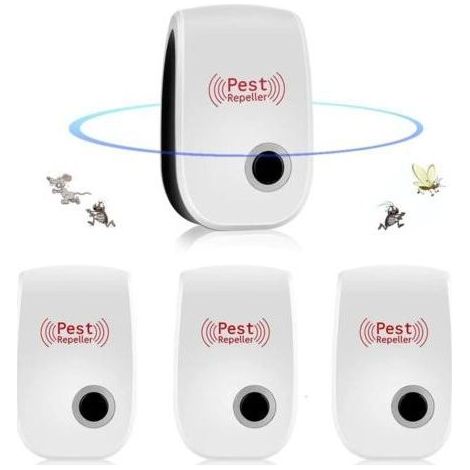Ultrason Souris et Rats,Appareil Ultrason Souris,Répulsif à Ultrasons pour Souris Répulsif Intérieur Dispositif Anti Souris Insectes, Moustiques, Cafards, Rats, Araignées 4 Pack (1/5)