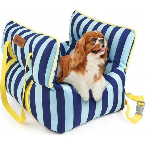 Siège d'Auto pour Petit Chien, Siège de Voiture avec Boucle de Fixation et Laisse de Sécurité, Sac de Transport de Voiture Rembourré pour Animal jusqu'à 25 Livres, Bleu Foncé (1/5)