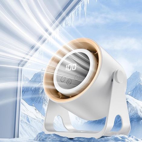 Ventilateur de bureau – Ventilateur de table – Silencieux et portable (USB) – Avec éclairage LED – Affichage numérique – Petit ventilateur de bureau – Blanc (1/3)