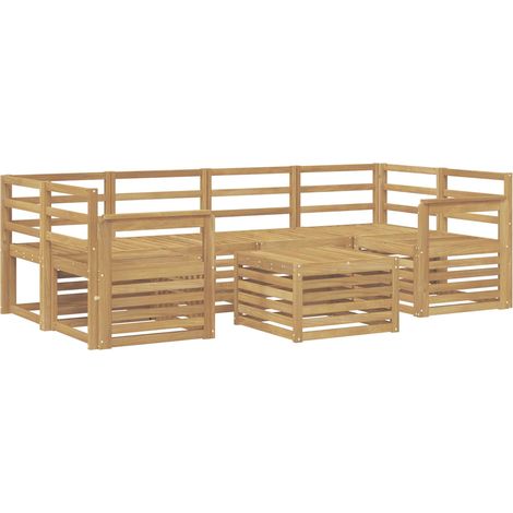 Outdoor Sofa Set 7 pcs White Solid Acacia Wood vidaXL