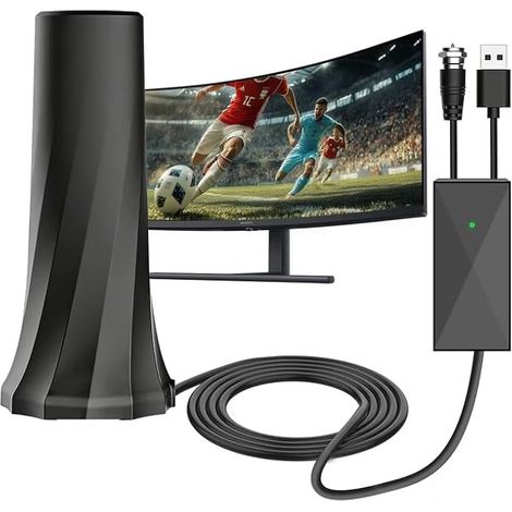 Antenne TV Intérieur Puissante,Antenne TNT IntéRieur,Antenne TV Intérieure pour Télévision Et Un Usage Domestique, Réception A 360 Degrés (1/5)