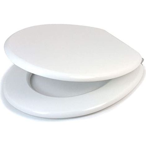 Marco Paul 18" Standard Traditional White Wooden MDF Toilet Seat Universal Adjustable to Fit Most Toilets Oval Seat with Hinges & Parts (White) (1/5)