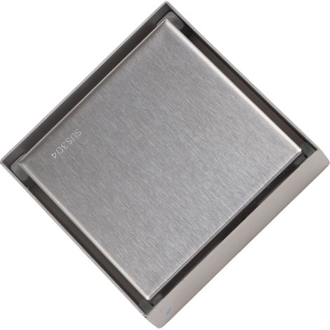 Receveur de douche carré 10 cm, siphon invisible inox brossé, anti-odeur, sol de salle de bain, 1,3 mm, carrelable (1/5)