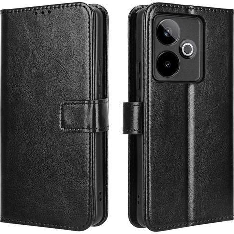 Custodia a libro per Realme GT 7 / 7T, modello Crazy Horse Wallet, nera (1/5)