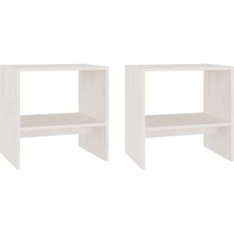 Tables de chevet 2 pcs Blanc 40x30,5x40 Bois de pin massif (1/5)