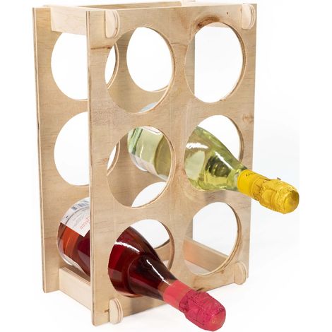 Lupia - Cantinetta NATURAL Vino Legno Grezzo Multistrato Betulla , 24,6x36,6 cm, Profondità 16 cm, Portabottiglie, Stile Minimal e Compatto, 6 Bottiglie, Made in Italy, Facile da Montare (1/3)