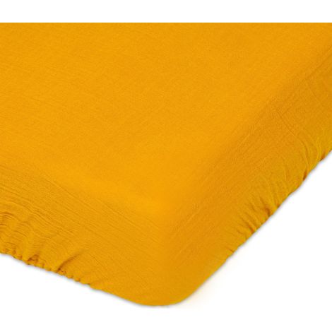 Lenzuolo in MUSSOLA con elastico 90x200x25, senape06, MATEX (1/5)