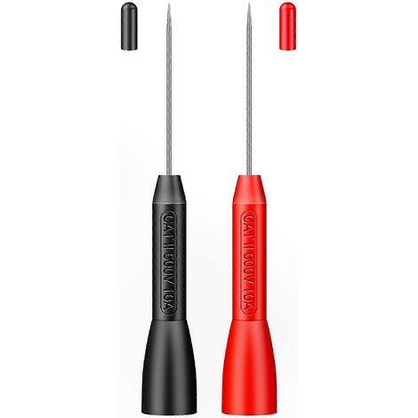 Set de 2 pointes de test en acier inoxydable 1mm pour multimètre numérique, aiguilles de perçage non destructives pour cordons de mesure, embouts de précision (1/5)