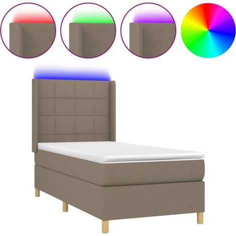 Maison Exclusive - Cama box spring colchón y luces LED tela gris (1/5)