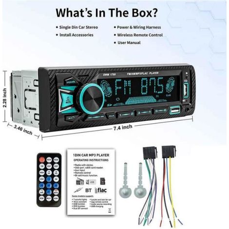 Autoradio - - 1 Din - Double Bluetooth 5.1 - Commande Vocale - RDS/FM/AM (1/4)