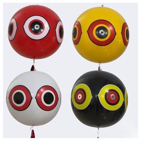 Lot de 4 ballons répulsifs pour oiseaux – Yeux réfléchissants et rayures crépitantes – Protection efficace contre moineaux et pigeons (1/5)