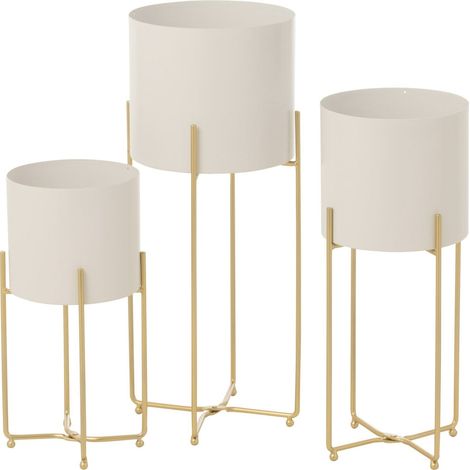 Set de cache pot sur pied en métal doré - doré et blanc (1/4)