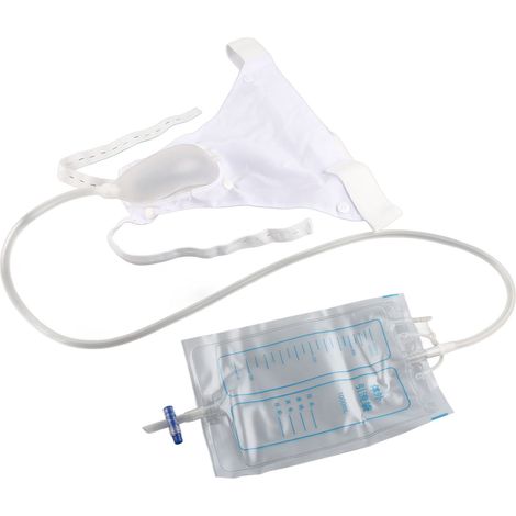Urinoir réutilisable en silicone avec sac de recueil d'urine pour femmes âgées et patientes alitées (1/5)