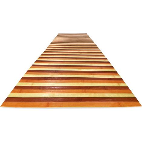 TAPIS de CUISINE WOODY en BOIS de BAMBOU surlignés en ORANGE toutes les tailles Cm. 50/55x140 (1/5)