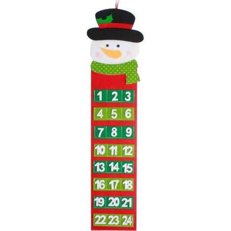 20 x 65 cm Weihnachts-Countdown-Kalender, Weihnachtsmann, Schneemann, Adventskalender, Stoff, Neujahr, Tür, Wanddekoration, Weihnachtsgeschenke, Countdown-Kalender für Kinder (1/5)