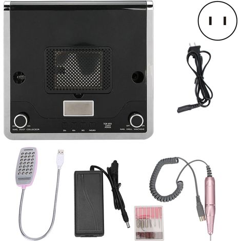 Lampe UV LED 4-en-1 108W pour ongles, ponceuse électrique + aspirateur à poussière, machine à sécher le vernis, prise US 100-240V noir (1/5)