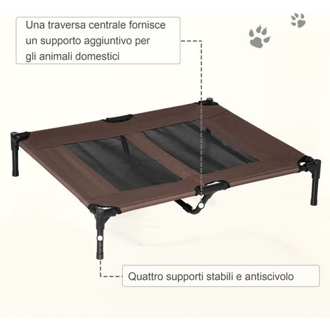 Lit pour animal en métal et tissu Oxford respirant, 92x76x18 cm, marron et noir, coussin pour chien confortable (1/5)