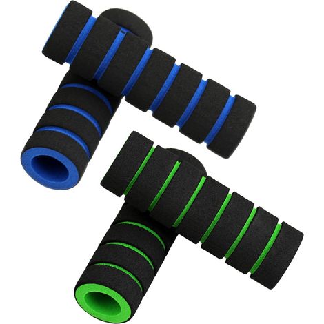 2 Paar rutschfeste Lenkergriff-Abdeckungen für Mountainbikes, stoßdämpfend, blau-grün (1/3)