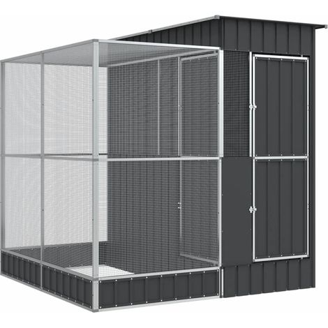 Gabbia per uccelli voliera con estensione argento 209 x 203 x 216 cm acciaio argento 020045651