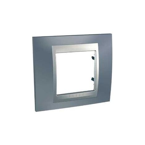 Plaque Unica Top 1 poste 2 modules gris métal liseré aluminium (MGU66.002.097) (1/2)