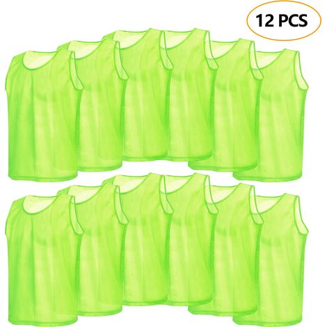 Lot de 12 maillots d’entraînement en filet respirant, chasubles de football pour adultes, gilets de match. (1/5)