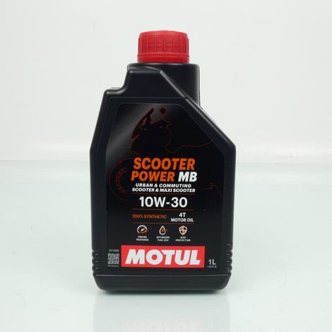 Bidon d huile Motul Scooter Power 10W30 MB 4T 1L 100% Synthèse (1/2)