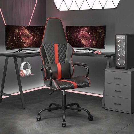 vidaXL Silla gaming con masaje cuero sintético rojo y negro (1/5)