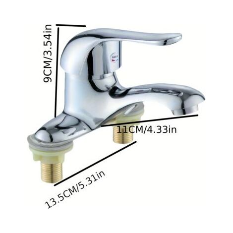 Mitigeur de Lavabo à Poignée Unique en Laiton Chromé – Mélange Eau Chaude et Froide, Installation Trois Trous, Pour Vasque et Évier (1/4)