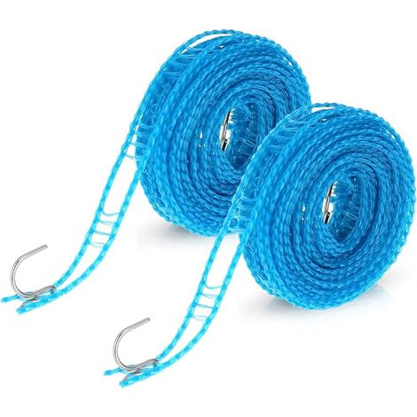 Juego de tendedero antideslizante de 6 piezas con ganchos, portátil, adecuado para viajes, acampadas, hogar, jardín y acampada en plena naturaleza (10 metros). (1/5)
