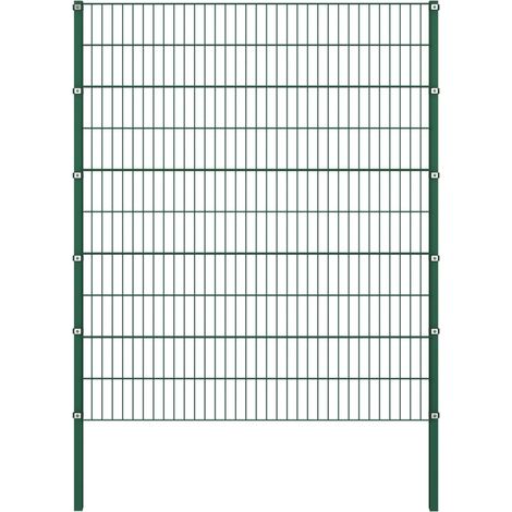 Panel de valla con postes de hierro 176,5x200 cm verde vidaXL