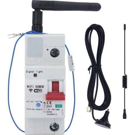 Disjoncteur WiFi intelligent, haut-parleur vocal, télécommande Mobile, interrupteur d'air Miniature 1P, DC10V-100V 63A