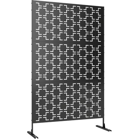 Black Metal Outdoor Privacy Screen Divider - Stylish Decorative Panel for Garden and Patio