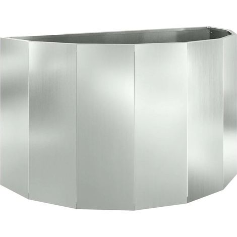 Jardinière demi-ronde moderne extérieur 90 x 45 x 50 cm design chic en acier galvanisé argent (1/5)
