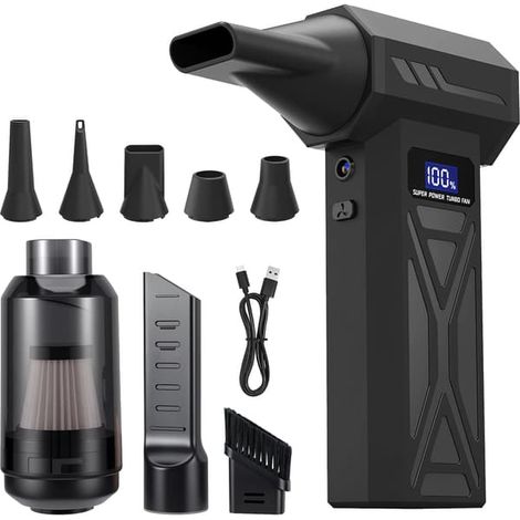 Souffleur d'air comprimé électrique, 6000 mAh, 3 vitesses, pour ordinateurs portables, 100 000 tr/min, puissant dépoussiéreur (1/5)