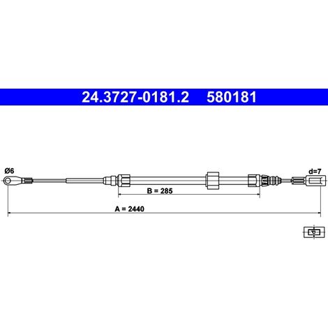 Tirette à câble, frein de stationnement ATE 24.3727-0181.2 MERCEDES-BENZ