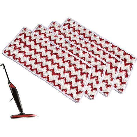 Set di 4 fodere di ricambio per pulitore a vapore Steam XXL Power Pad - Lavabili in rosso (1/5)