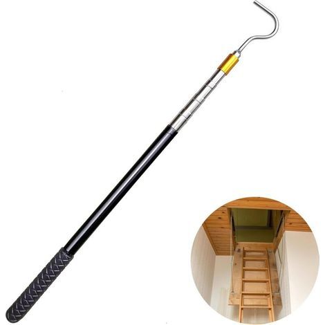 Stendibiancheria telescopico con manico telescopico, asta telescopica con gancio per vela ombreggiante, palo per tendalino con gancio, robot apri-tendalino per camper (1/4)