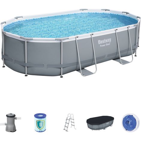 Bestway – Piscine tubulaire ovale 488x305x107 cm – PVC Tritech – Capacité 10 949 litres – Filtration 3 028 L/h – Installation rapide sans outils (1/5)