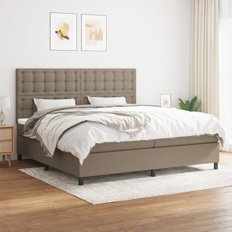 Sommier à lattes de lit avec matelas Taupe 200x200 cm Tissu (1/5)