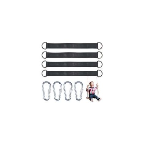 4 pièces Kit de Sangles de Suspension pour balançoire-Arbre avec 4 Anneaux en D pour Jardin/balançoire/balançoire d'arbre/hamacs NPTERBL (1/5)